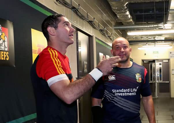 Rory Best with Stephen Donald