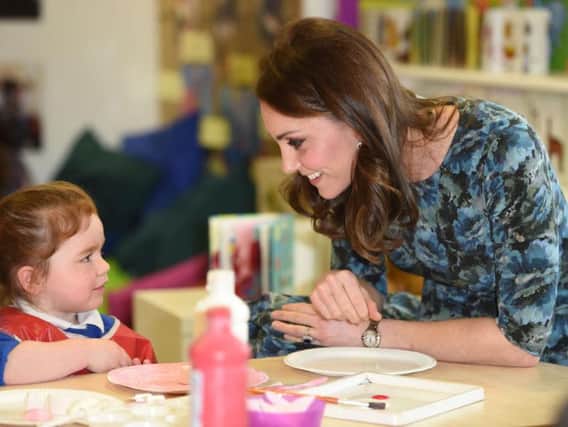 The Duchess of Cambridge visiting the Reach Academy Feltham, in London, a school working in partnership with Place2Be and other organisations to support children, families and the school community