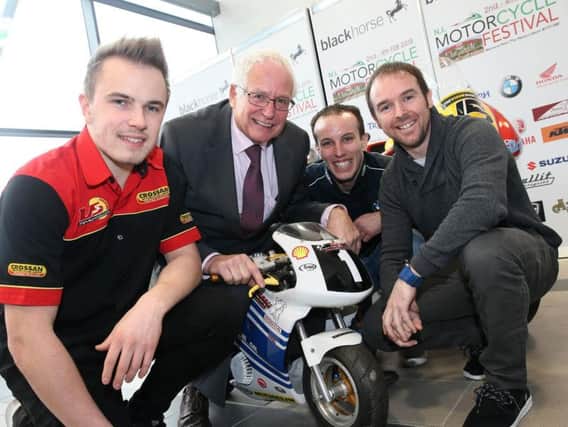 Blackhorse NI Motorcycle Festival organiser Billy Nutt pictured with (from left) Simon Reid, Keith Farmer and Alastair Seeley at the launch of the event on Thursday at the Eikon Exhibition Centre.