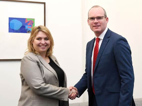 Secretary of State for Northern Ireland Karen Bradley with Irish foreign minister, Simon Coveney