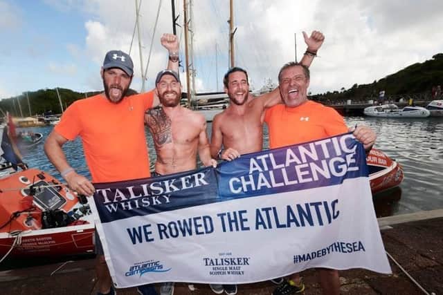The Home to Portrush crew after completing the 3,000-mile route. Photo by: Talisker Whisky Atlantic Challenge/ Atlantic Campaigns/ Photographer Ben Duff