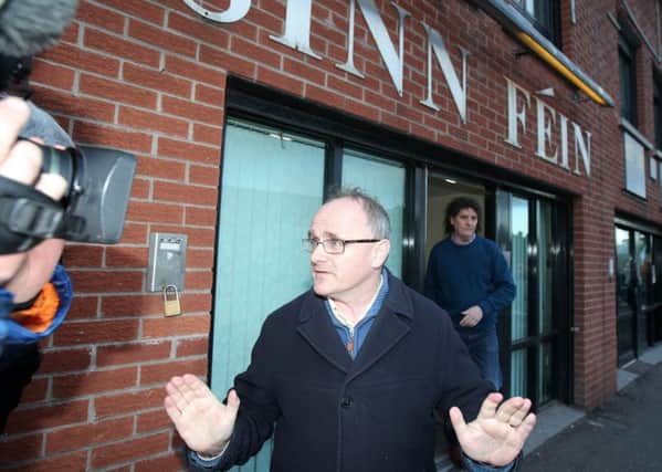 Sinn Feins Barry McElduff leaving the party office on Falls Road, Belfast last week. Pic Jonathan Porter/PressEye