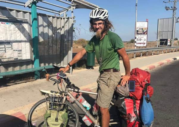Oliver McAfee from Dromore in Co Down has gone missing while on a cycling trip around Israel.