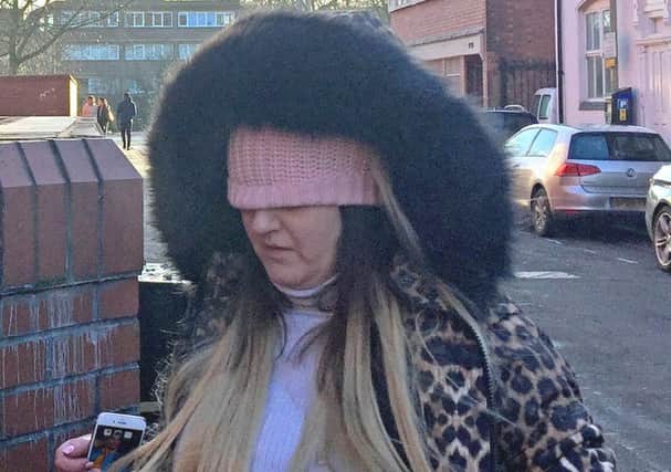 Former pole-dancer Natasha Gordon, 44, who entered into a suicide pact with a postman and left him to die alone, arrives at Leicester Crown Court to be sentenced on Friday