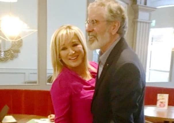 Gerry Adams dancing with Michelle ONeill in a picture posted on Twitter by Mr Adams on Saturday