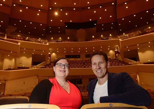 Pacemaker Press Belfast 15-01-2018:  Strictly Come Dancing's charismatic Brendan Cole takes to the stage at the Waterfront Hall in Belfast to wow audiences with his latest spectacular production, All Night Long. Brendan is joined by his sensational cast of guest dancers, pictured with the Newsletters Julie-Ann.
Picture By: Arthur Allison.