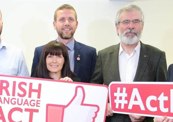 Paula Bradshaw, pictured last August alongside Gerry Adams and others demanding a standalone act