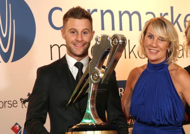 Triple world Superbike champion, Jonathan Rea is congratulated on winning the Cornmarket/ Enkalon Irish Motorcyclist of the Year by his mother Clare