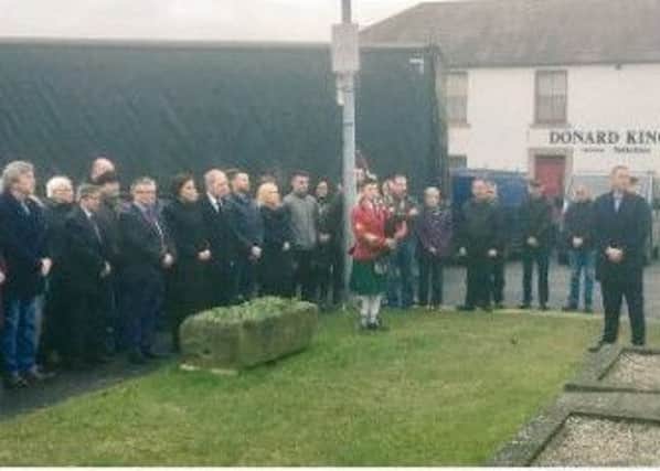 Mary Lou McDonald (fourth left) at the Peter McNulty commemoration last week
