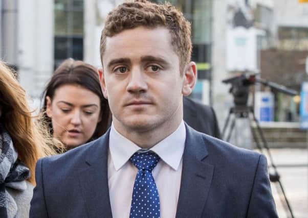 Paddy Jackson arrives at Belfast Crown Court for a trial that is likely to last five weeks