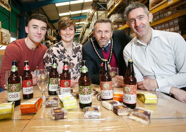 Chennai bound - Deputy Lord Mayor Sam Nicholson with Peter McKeever of Long Meadow Cider, Kerrie Walker from New Found Joy and Damien McCrory of Kestrel Foods