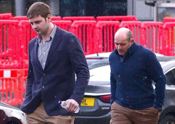 Ulster Rugby's Iain Henderson and Rory Best pictured at Laganside Magistrates court in Belfast on Wedneday
