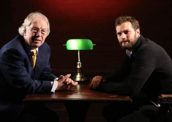 Jamie Dornan (right) with Eamonn Mallie during an interview which will be screened on UTV on Wednesday night