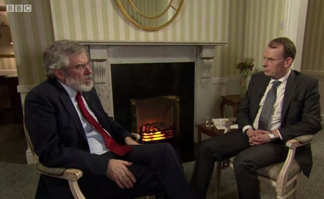 Gerry Adams (left) with Andrew Marr during his interview on BBC1 on Sunday