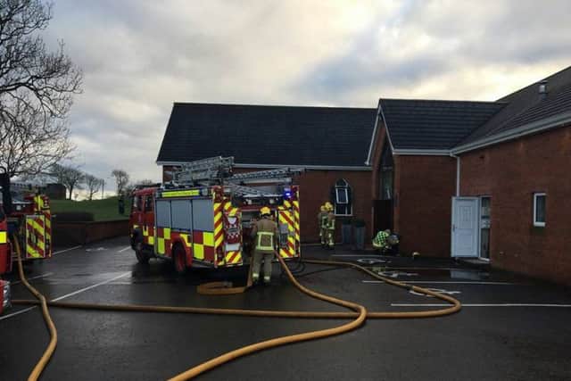 Firefighters were tasked to the incident at Ballymagarrick Gospel Hall on Sunday morning.