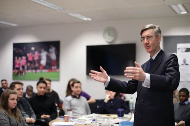 Conservative MP Jacob Rees-Mogg speaking to postgraduate journalism diploma students at the Press Association in central London on Monday February 5, 2018. Photo: Yui Mok/PA Wire