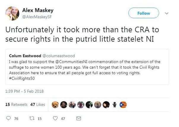 Alex Maskeys tweet came after a womens forum at Stormont attended by members of his own party including president-elect Mary Lou McDonald
