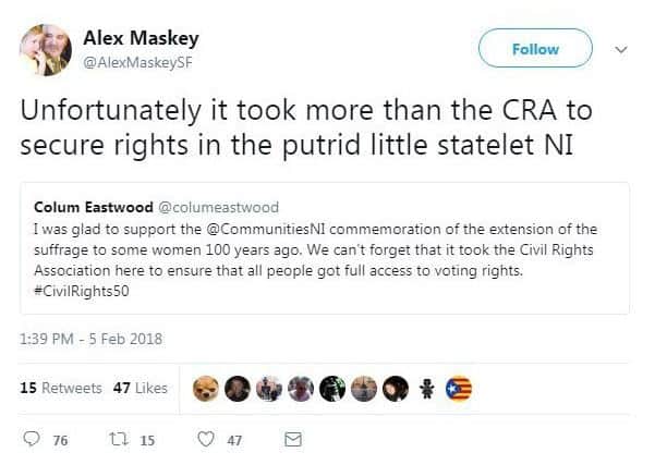 Alex Maskeys tweet came after a womens forum at Stormont attended by members of his own party including president-elect Mary Lou McDonald