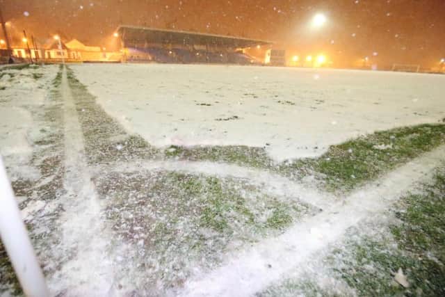 The scene at Ballymena Showgrounds. Pic by INPHO.