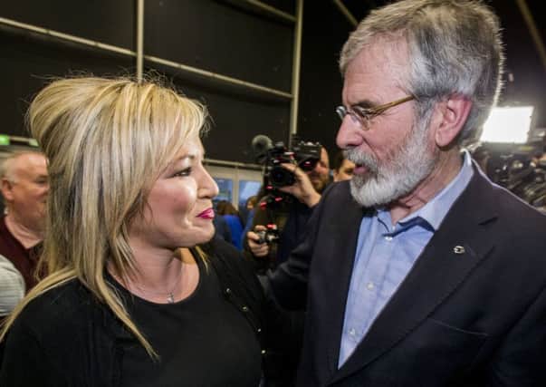 Sinn Fein President Gerry Adams and the party's Northern Ireland leader Michelle O'Neill. Photo: Liam McBurney/PA Wire