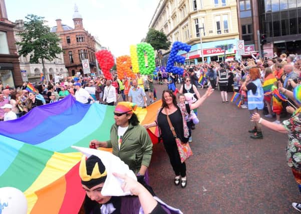 The incident happened at a Gay Pride march in Belfast last August