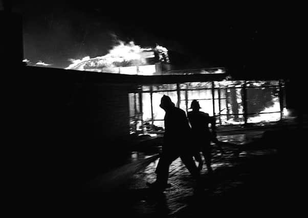 Firefighters tackle the La Mon House hotel fire bomb in 1978