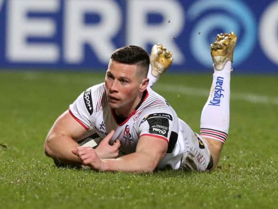 John Cooney scores a try for Ulster