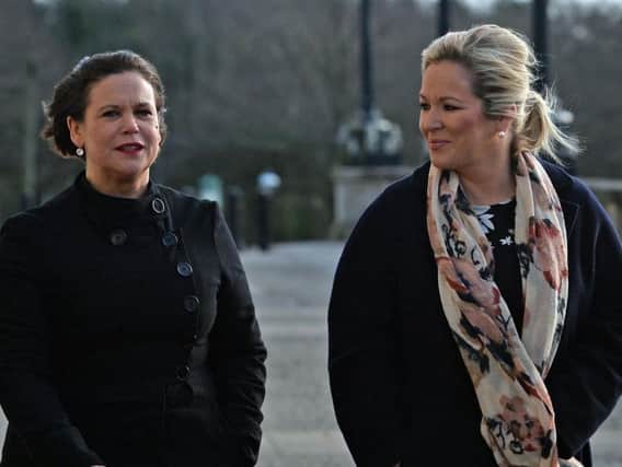 Sinn Fein president Mary Lou McDonald with the party's leader in Northern Ireland, Michelle O'Neill