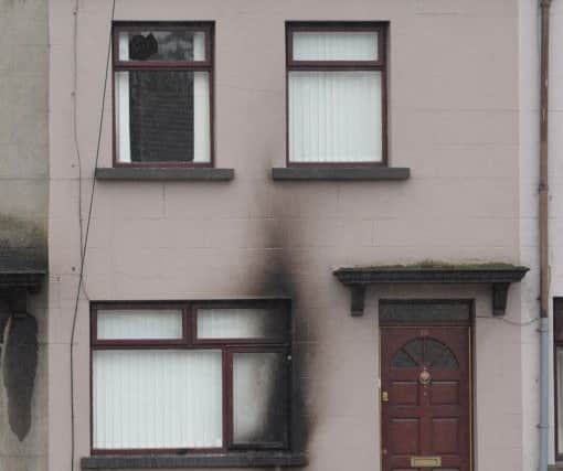 The scene of the arson attack at Hillview Terrace in Banbridge on Sunday morning.
 
Pic by Colm Lenaghan, Pacemaker Press