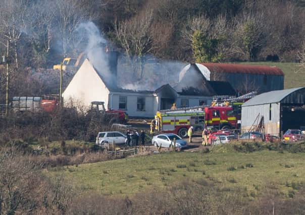 Emergency services at the scene of a house fire at Molly Road, Derrylin in Co. Fermanagh this morning.