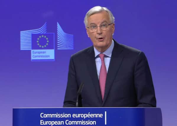 Grab taken from video issued by the European Commission of  European Commission negotiator Michel Barnier speaking at a press conference in Brussels. PRESS ASSOCIATION Photo