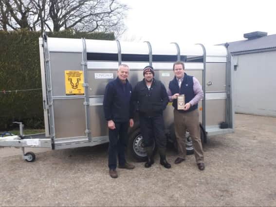 David Burns, Fivemilestown Farm Shop; with Graeme Armstrong, farmer and winner; and Lance Woods, Ruminant Specialist, BIAH, Northern Ireland.