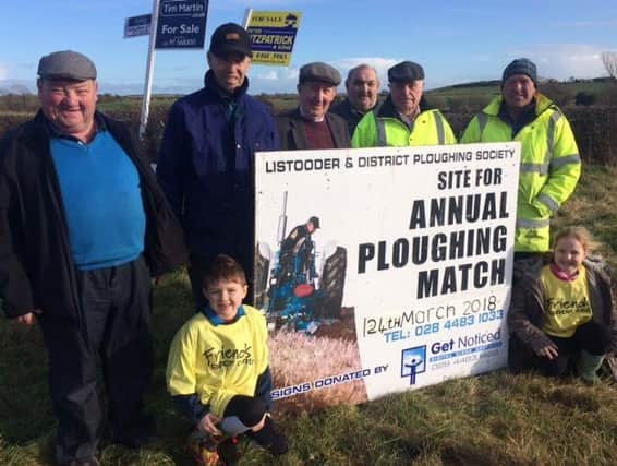 Pictured at the launch of Listooder Ploughing Match are Martin Gill (Chairman), Lindsay Hanna BEM, Kennedy Bassett, Winston Gill, Danny Leneghan, Wilfie Gill (Secretary), Ray and Caitlyn Gill.