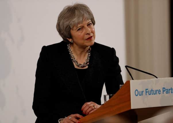 Prime Minister Theresa May delivers a speech at the Mansion House in London on the UK's economic partnership with the EU after Brexit. Picture date: Friday March 2, 2018.
