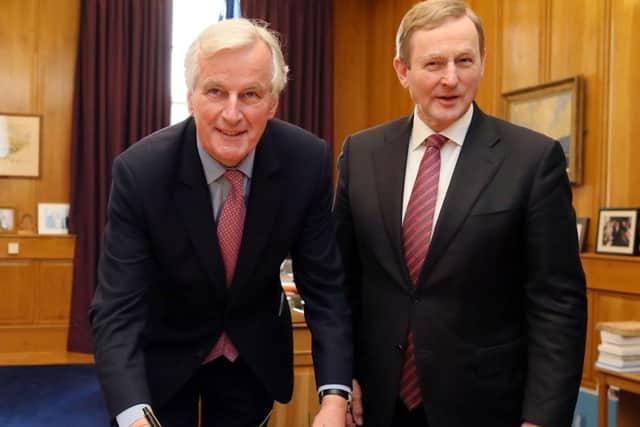 Michel Barnier with the former Taoiseach Enda Kenny in Dublin in 2017. Mr Rees-Mogg writes: "Mr Kenny, an admired conservative politician across the continent, knew what was in his countrys best interests after Brexit" Photo: Paul Faith/PA Wire