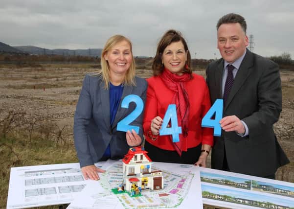 Radius director of development Anita Conway on site with chair Diana Fitzsimons and CEO John McLean
