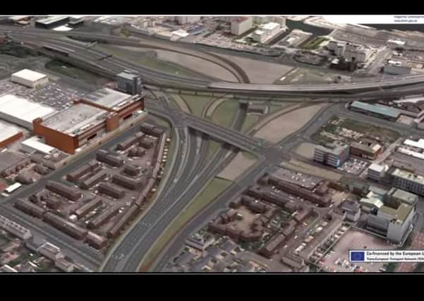 Image of the proposed York Street Interchange, taken from a screen grab of the video on this website, by AK, 20-10-16 http://www.yorkstreetinterchange.com/