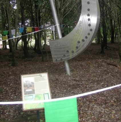 Statue of OÂ’CahanÂ’s harp in the grounds of Dungiven Castle