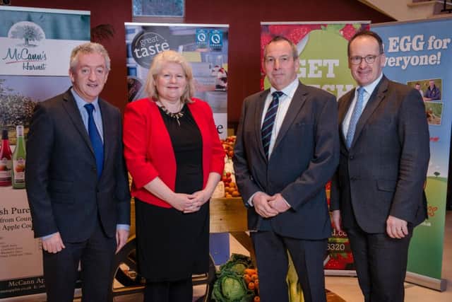 Launching the new guides were, left, John McGrillen, chief executive of Tourism NI, Michele Shirlow, chief executive, Food NI, John Best, Food NI chairman, and Howard Hastings, chief executive, Hastings Hotels
