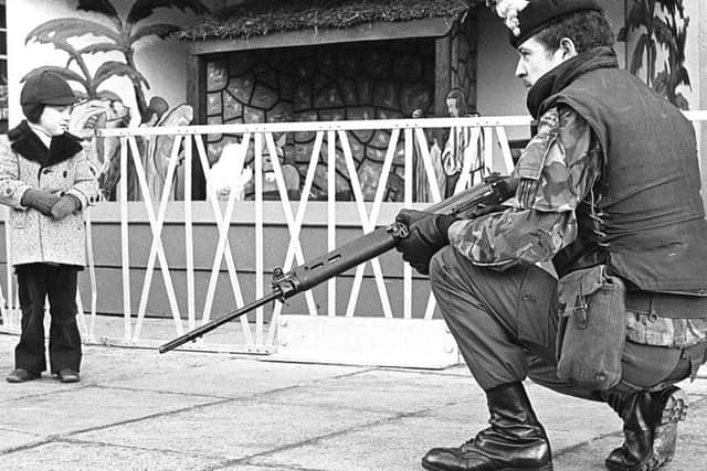 A soldier on the streets of Belfast in 1979