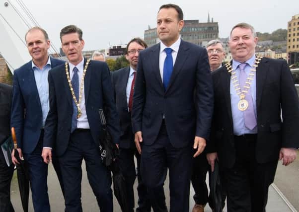 Attendance at Catholic churches in the Republic has dropped by at least 50%. The Taoiseach Leo Varadkar, above in Londonderry, is openly gay, as is the minister for children