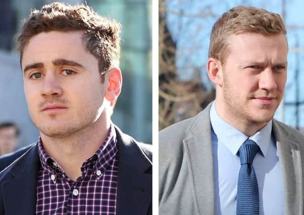 Paddy Jackson (left) and Stuart Olding will pay costs of Â£20,000 to the BBC