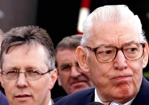 DUP Party Leader Ian Paisley in a defiant mood during questions at Stormont's Castle Buildings