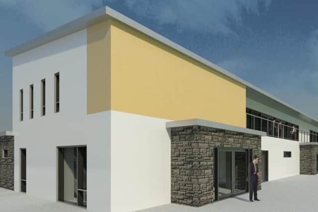 A computer-generated image of the proposed Ballymacash Sports Academy development.