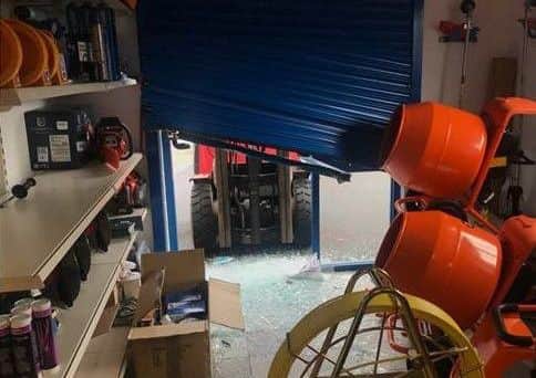 A number of power tools were stolen during the burglary at MFL Plant Machinery. Pic by PSNI Magherafelt