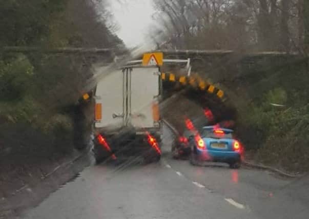 A lorry driver stopped just before hitting the bridge on Wednesday