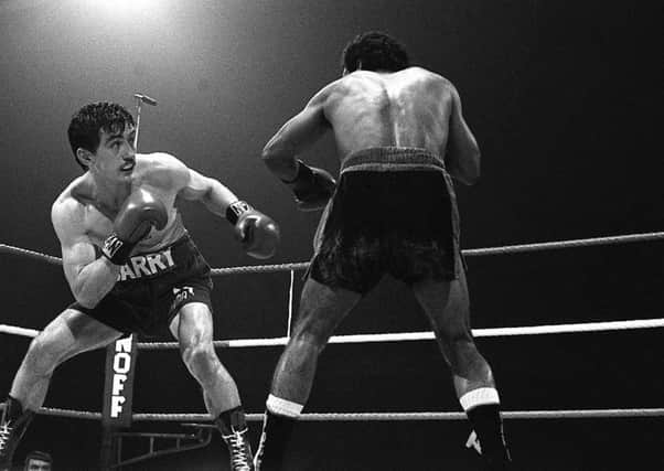 Barry McGuigan pictured fighting Jose Caba at the King's Hall