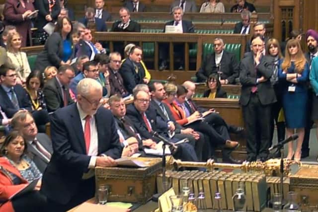 Labour party leader Jeremy Corbyn speaks during Prime Minister's Questions in the House of Commons, London on Wednesday March 14, 2018. He was strongly criticised for his apparently ambivalent response to Russia and the poisoning in Wiltshire. If Labour MPs want to save the party, its MPs must let Mr Corbyn know that they have had enough of the hard left. Photo: PA Wire