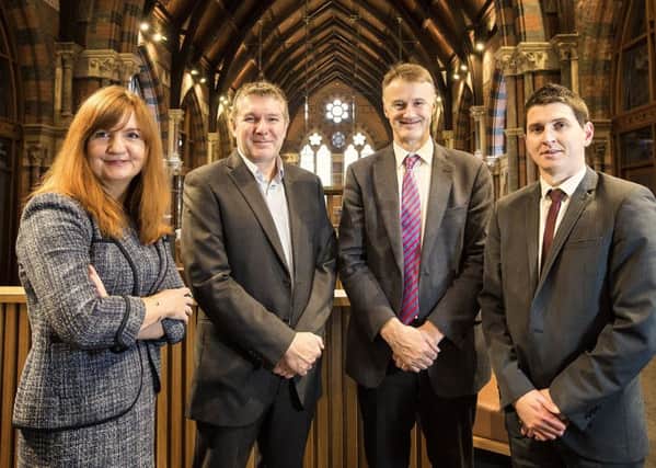 Jayne Brady, partner, Kernel Capital with Dr. Bob Pollard, Causeway Sensors CEO, William McCulla, director corporate finance at Invest NI and Odhran McNeilly, business advisor with Bank of Ireland UK