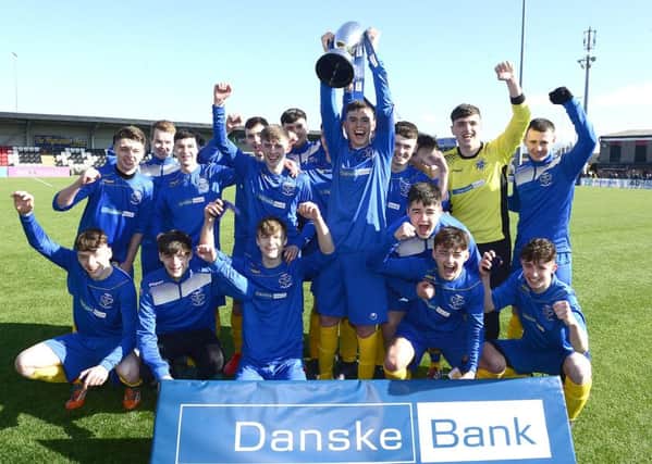 NI Schools Cup Football Final. St Columb's pictured after winning the at Seaview in Belfast.
Picture By: Arthur Allison/Pacemaker Press